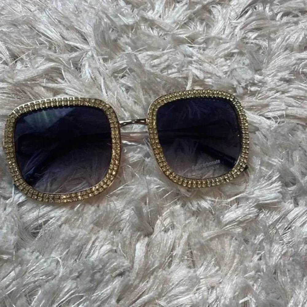 Oversized Rhinestone‎ Square Frame Sunglasses